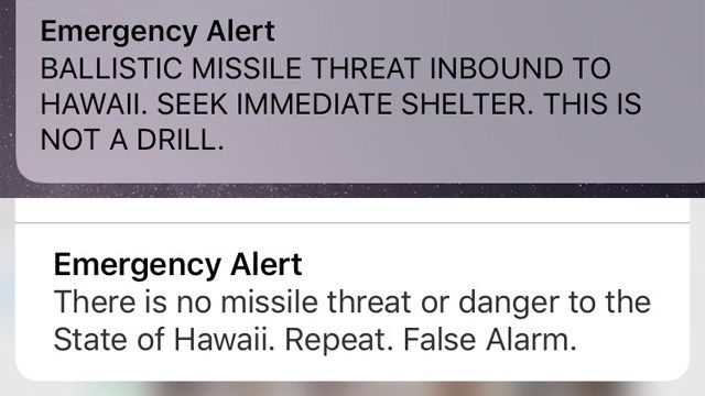 Wrong Button? False Missile Threat in Hawaii