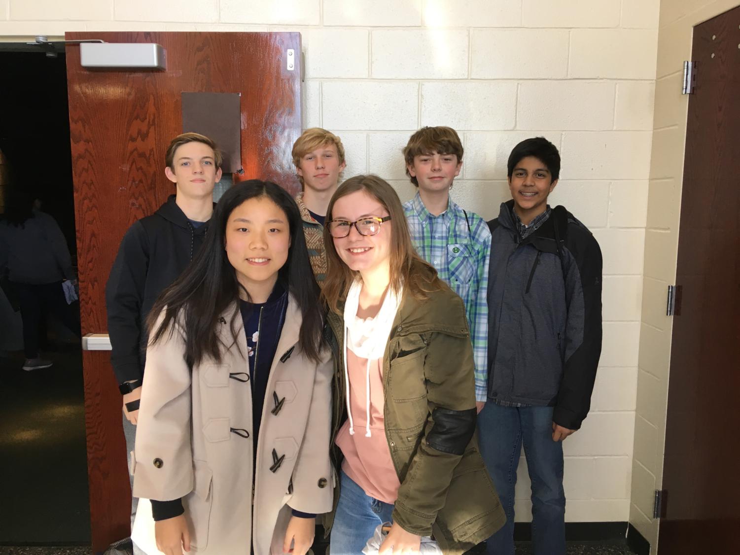 Back Row: Christian Sawyer (8th), Davis Epps (8th), Ezra Moore (7th), Darshan Patel (7th)
Front Row: Ariel Wang (8th), Lottie Parker (7th)