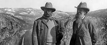 President Theodore Roosevelt (left) with famous naturalist John Muir (right)